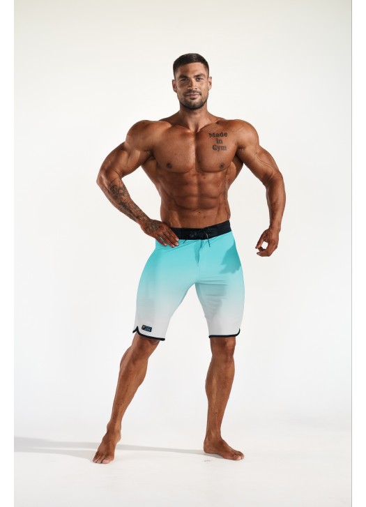 Men's Physique Shorts - Gradient Turquoise (bottom borders)